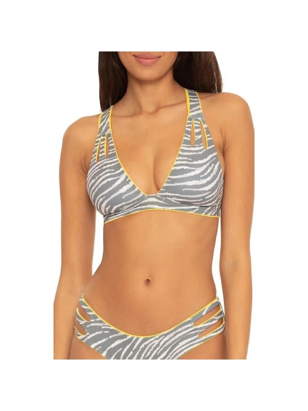 Becca "Ferocious" reversible halter bikini top womens BNWOT yellow